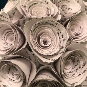 Good Omen paper roses wedding bouquet